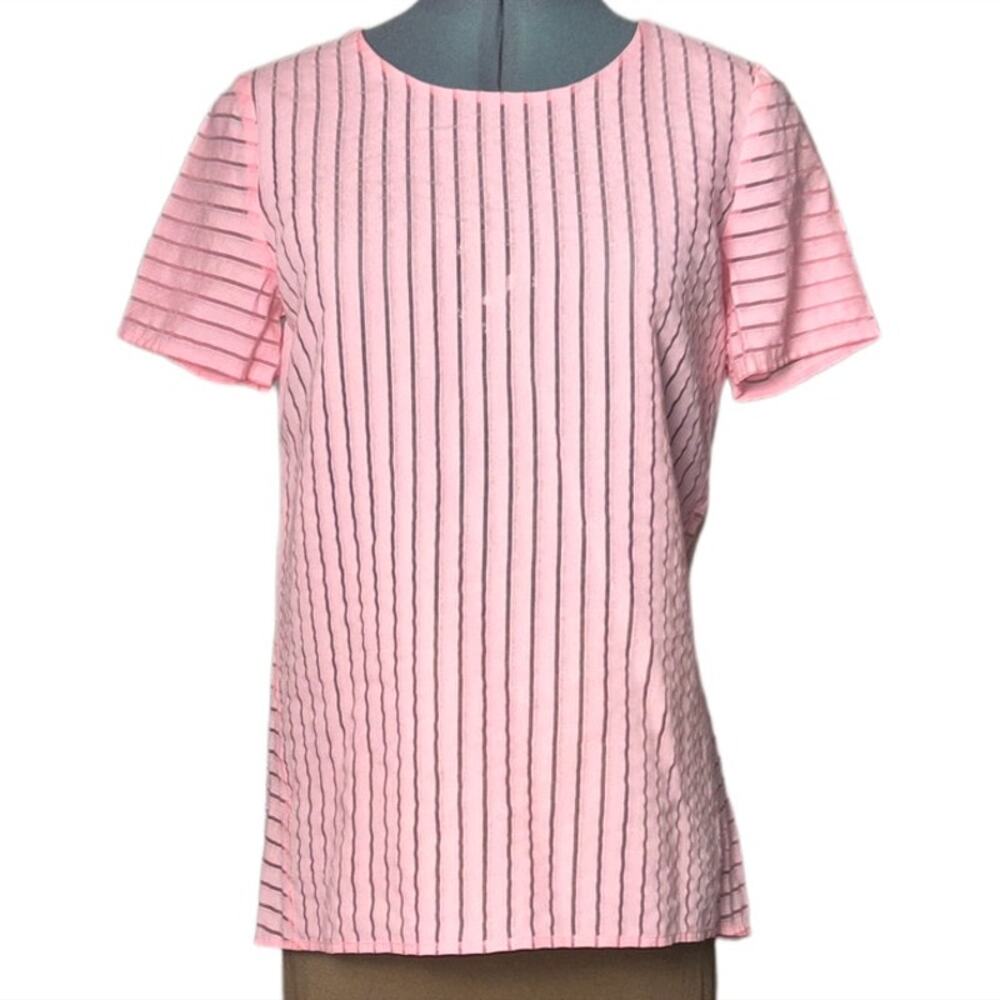 J. Crew Blouse Women’s size XXS Blossom Pink Shadow Stripe Top Sheer